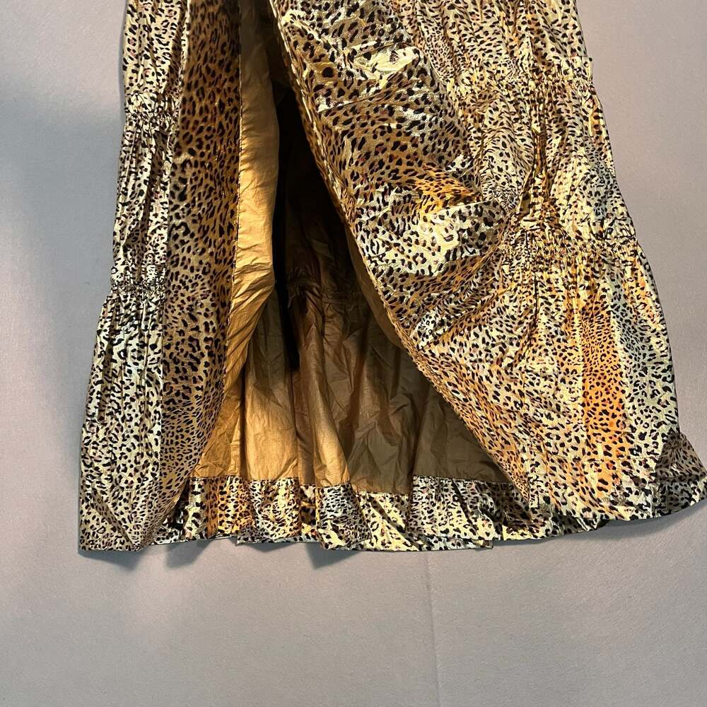 Metallic Leopard Print Tiered Midi Skirt - Picture 2 of 8